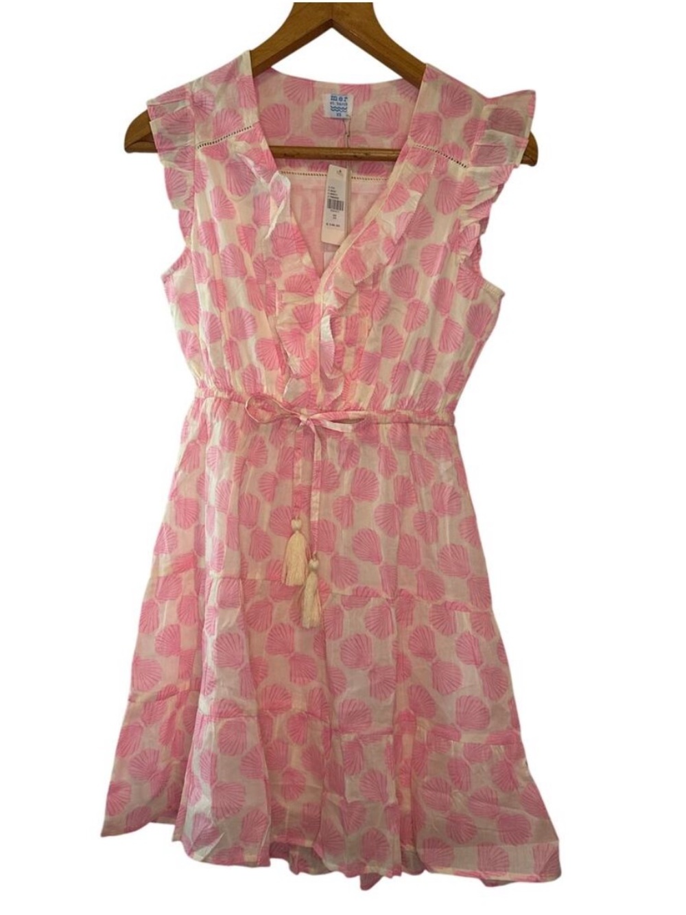 NWT Mer St. Barth Giselle Mini Dress Pink Ruffle shells XS - Picture 4 of 11